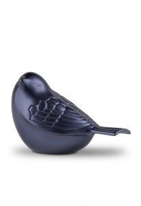 Messing mini urn 'Zangvogel' saffierblauw