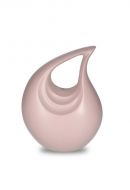 Kleine aluminium urn 'Traandruppel' mat roze