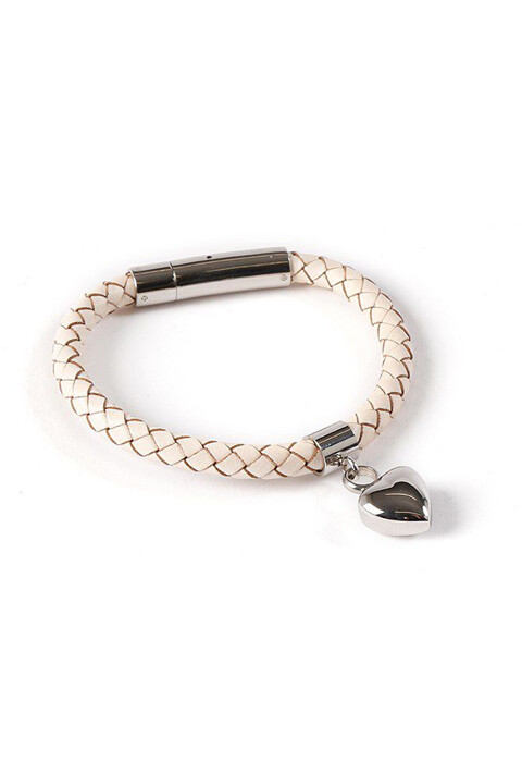 Lederen as-armband met hartje | Leren armband voor dames 19 cm | URNWINKEL. | URNWINKEL.